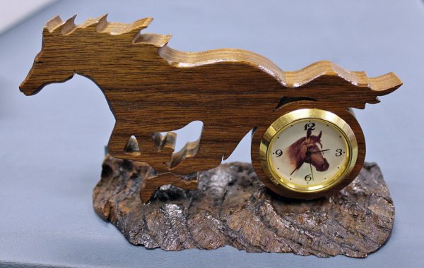 (image for) Wood Carved Mustang Desk Clock